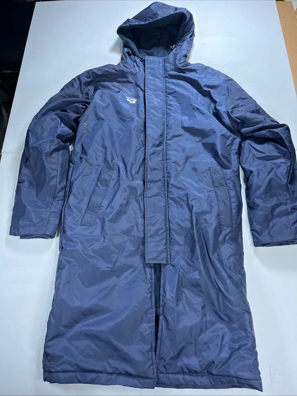 ARENA Team Line SWIM Parka Pool Swimming Navy Blue Zip Button Unisex Size M